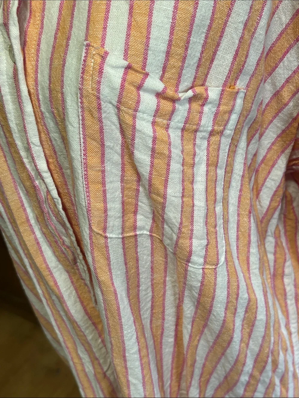 Universal Thread Men's Striped Button-Down Shirt in Pink & Cream Linen Blend Med